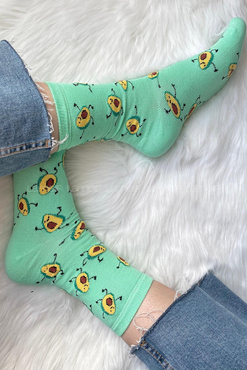 Modalamelif Minik Avakado Baskılı Soket Çorap Yeşil
