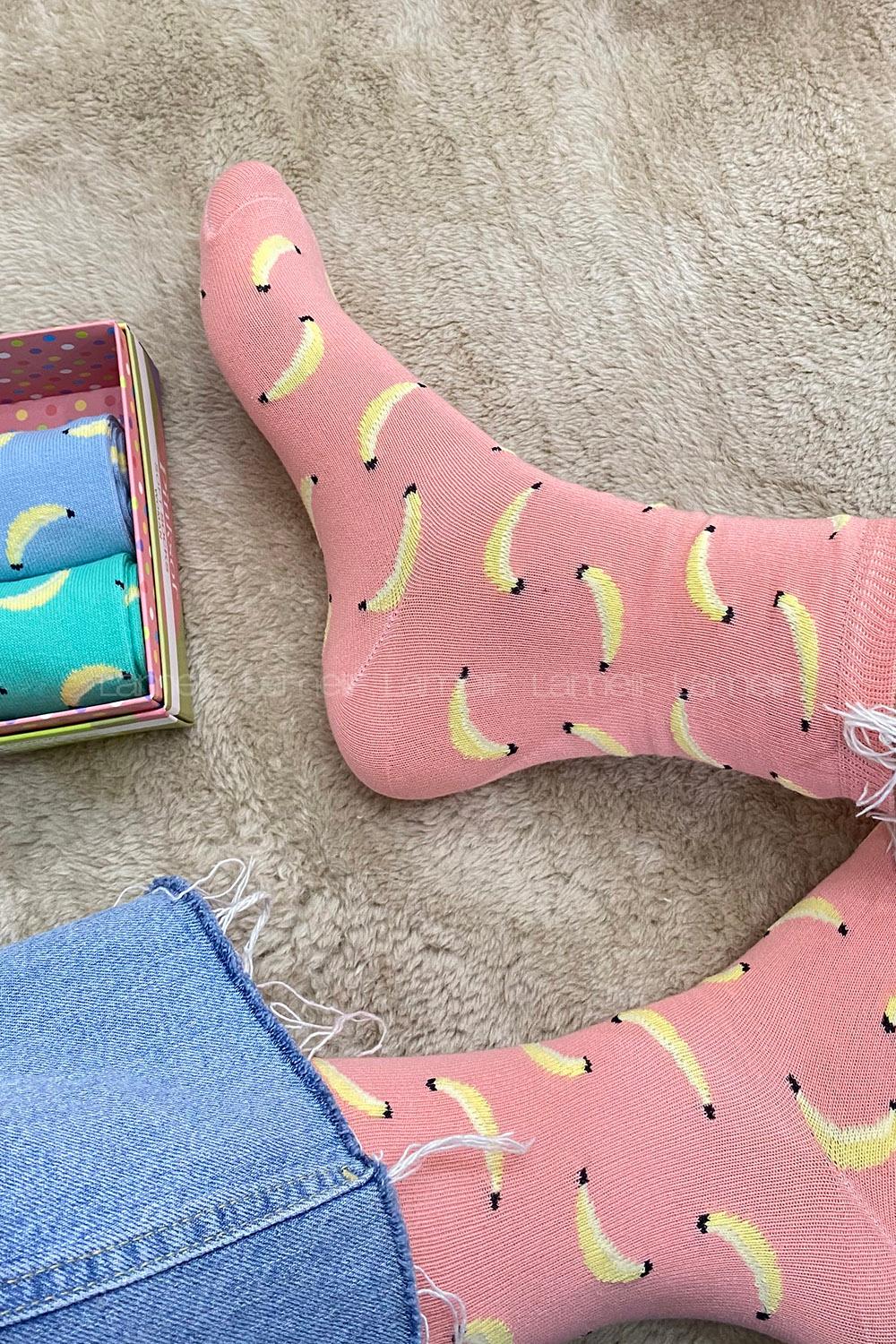 Modalamelif Muz İşlemeli 3 lü Soket Çorap