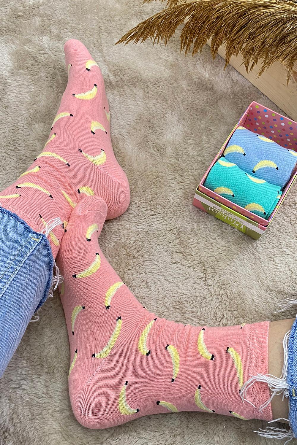 Modalamelif Muz İşlemeli 3 lü Soket Çorap