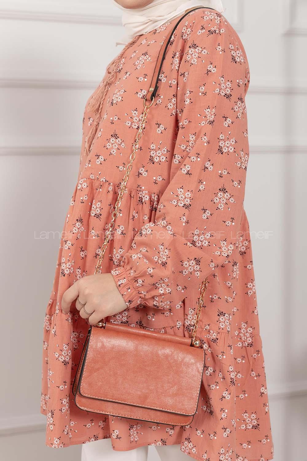 Modalamelif Kapak Kilitli Düz Renk Çanta Kiremit