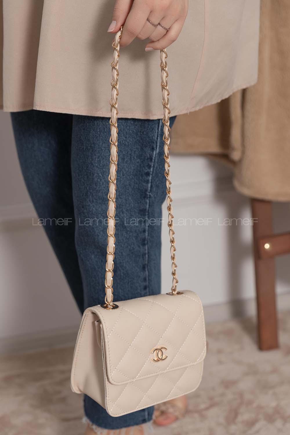 Modalamelif Kapitone Dikişli Çanta Vizonrengi