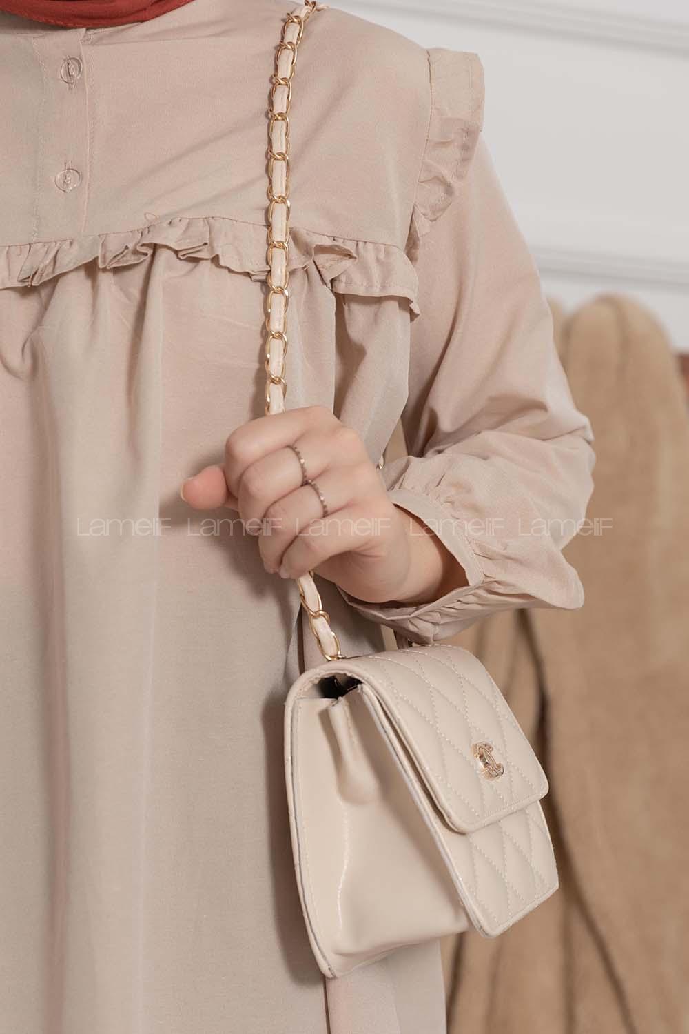 Modalamelif Kapitone Dikişli Çanta Vizonrengi