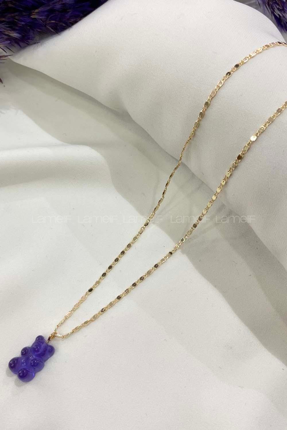 Modalamelif Mor Jelibon Ayıcık Kolye