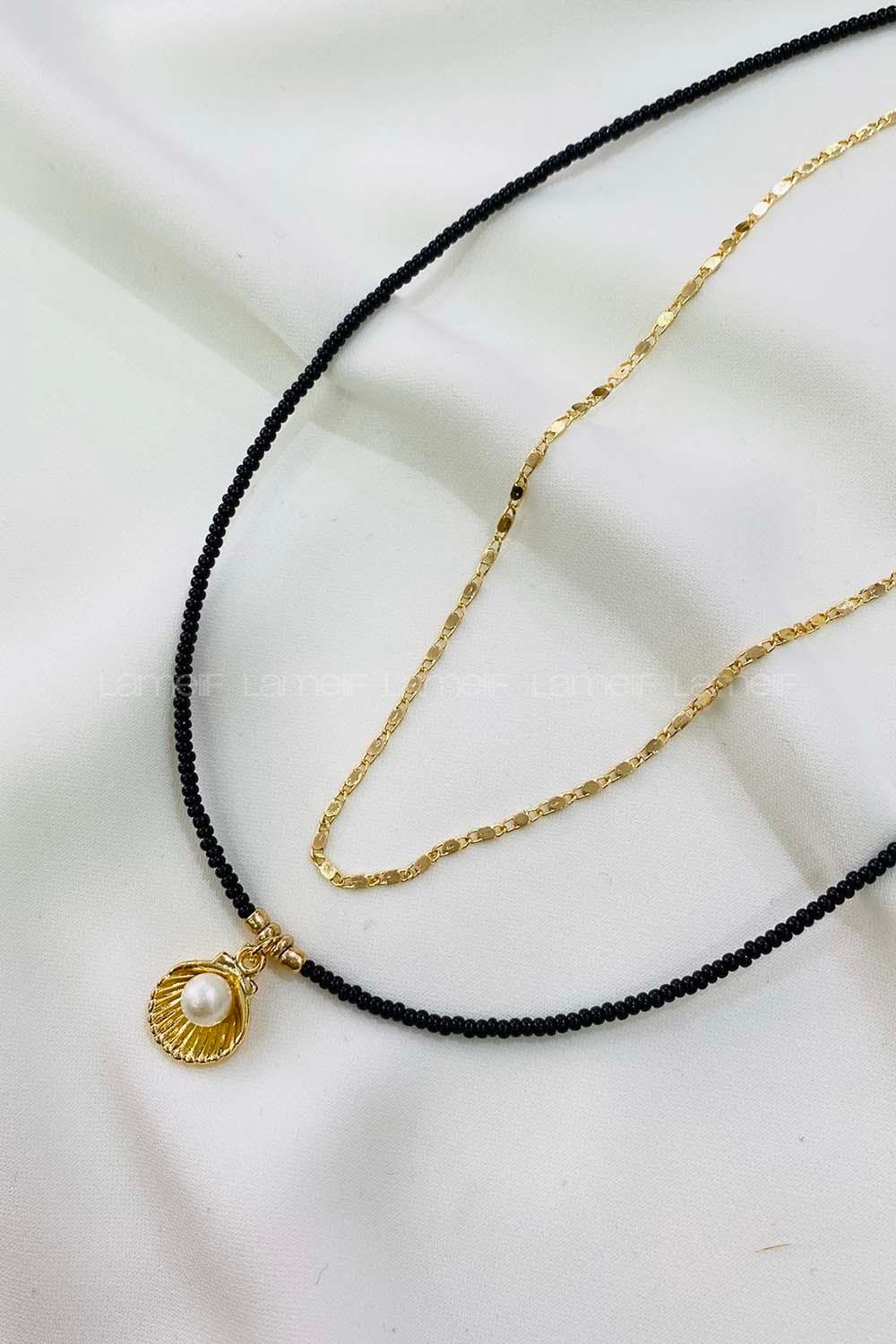 Modalamelif Siyah İstiridye Kolye