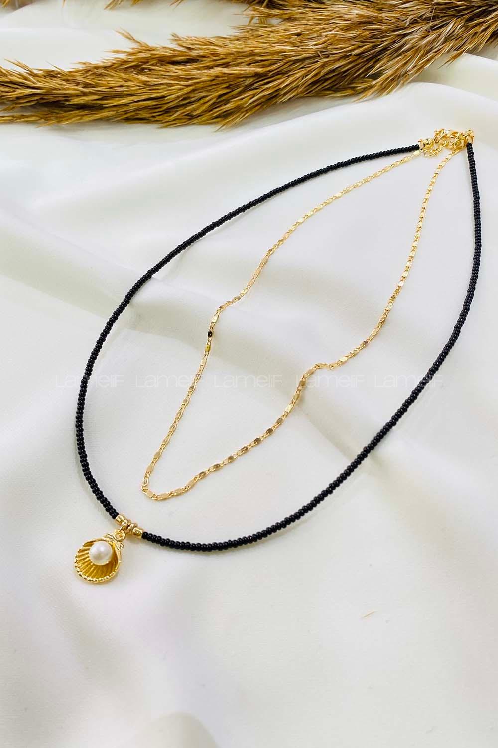 Modalamelif Siyah İstiridye Kolye