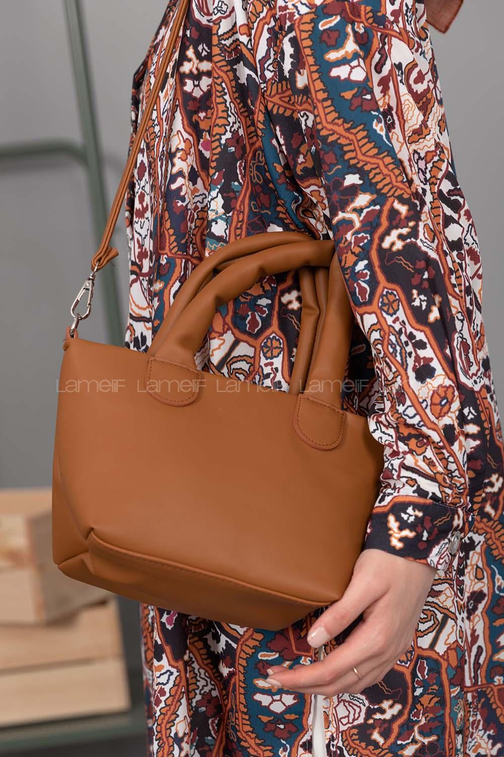 Modalamelif Deri Düz Renk Çanta Taba