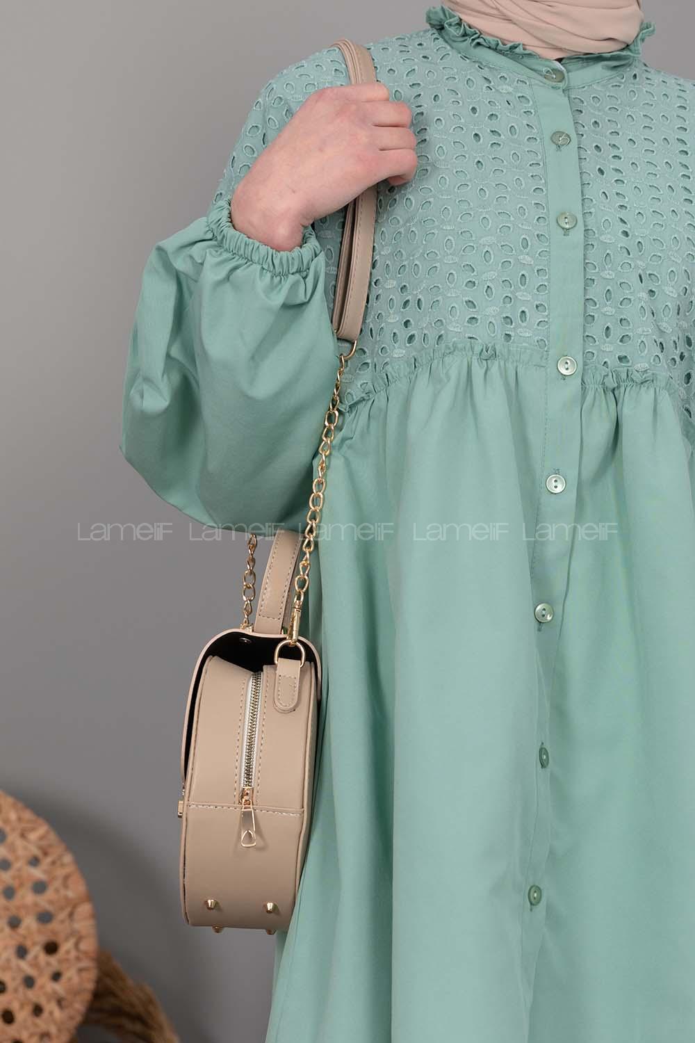 Modalamelif Kapak Kilitli Round Çanta Vizonrengi