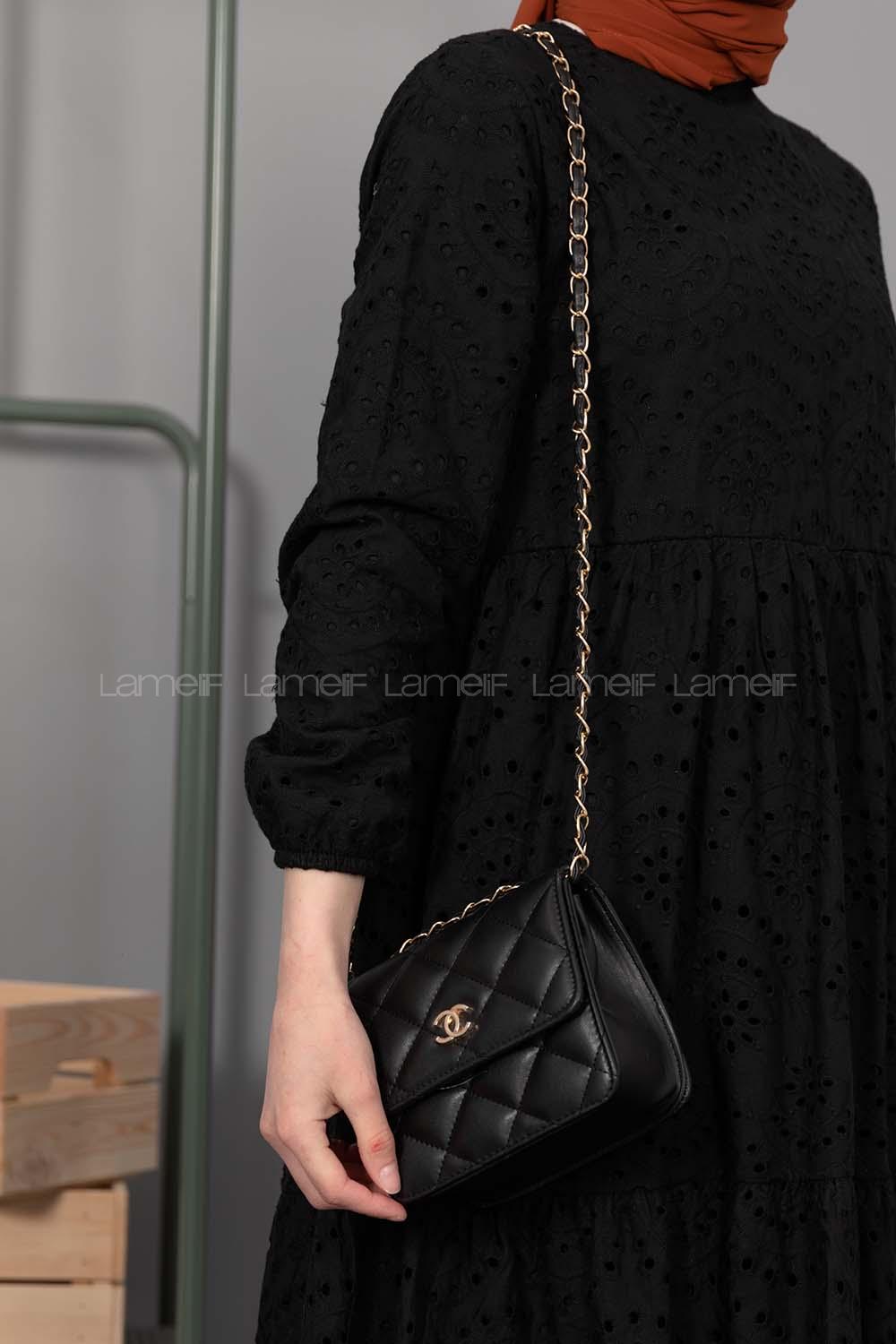 Modalamelif Kapitone Dikişli Çanta Siyah