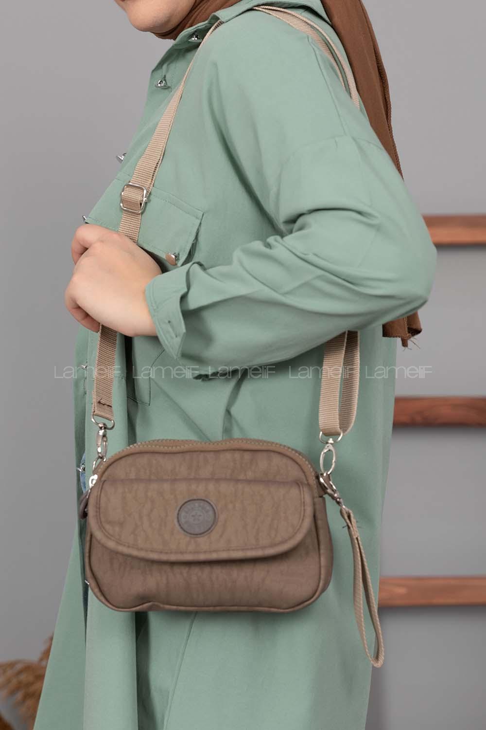 Modalamelif Krinkıl Kumaş Vest Çanta Soft Kahve