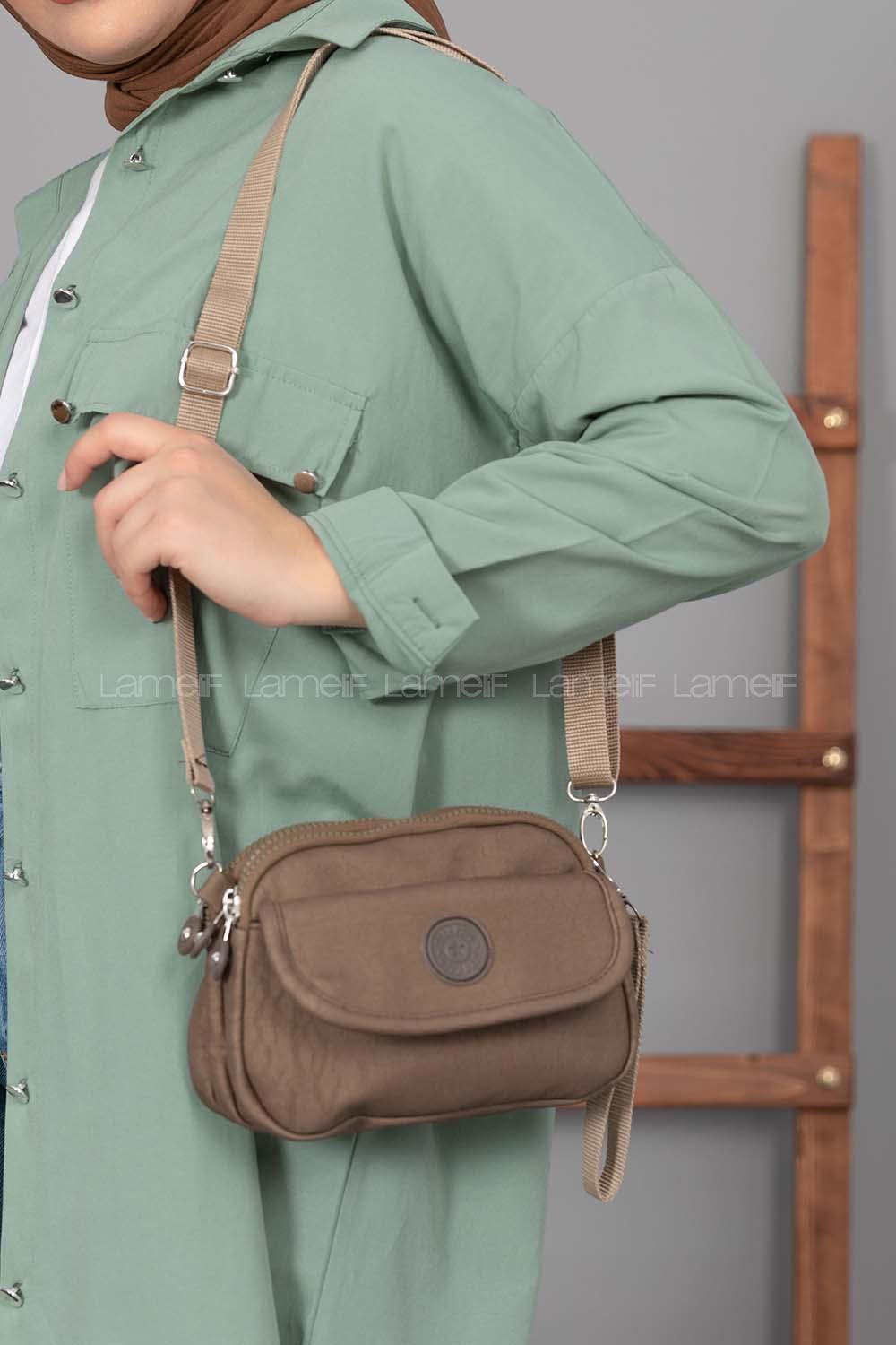 Modalamelif Krinkıl Kumaş Vest Çanta Soft Kahve