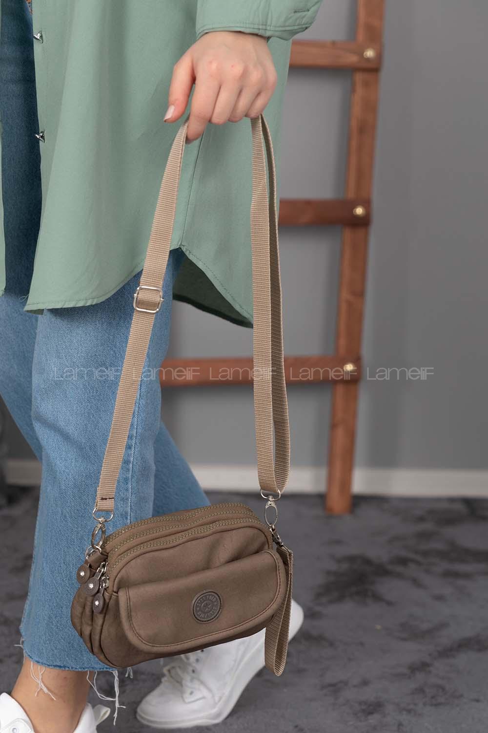 Modalamelif Krinkıl Kumaş Vest Çanta Soft Kahve