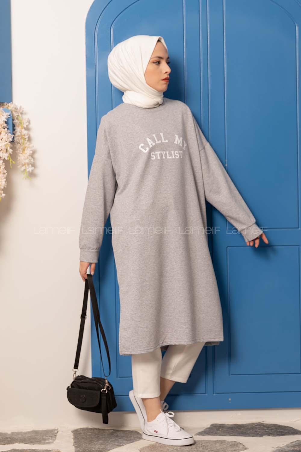 Modalamelif Call My Stylıst Baskılı Tunik Gri