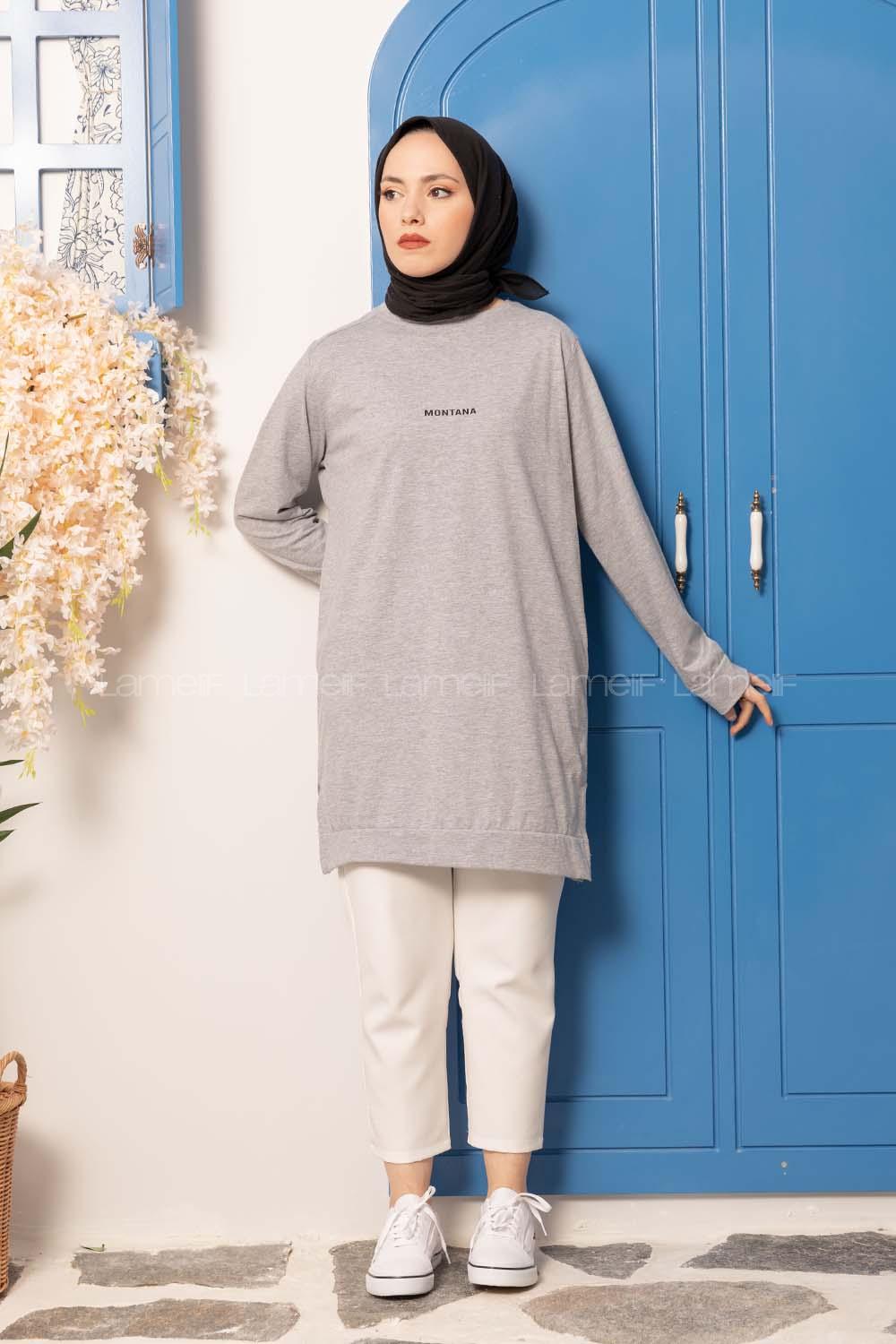 Modalamelif Montana Baskılı Tunik Gri