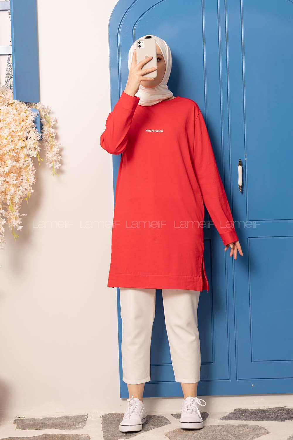 Modalamelif Montana Baskılı Tunik Kırmızı