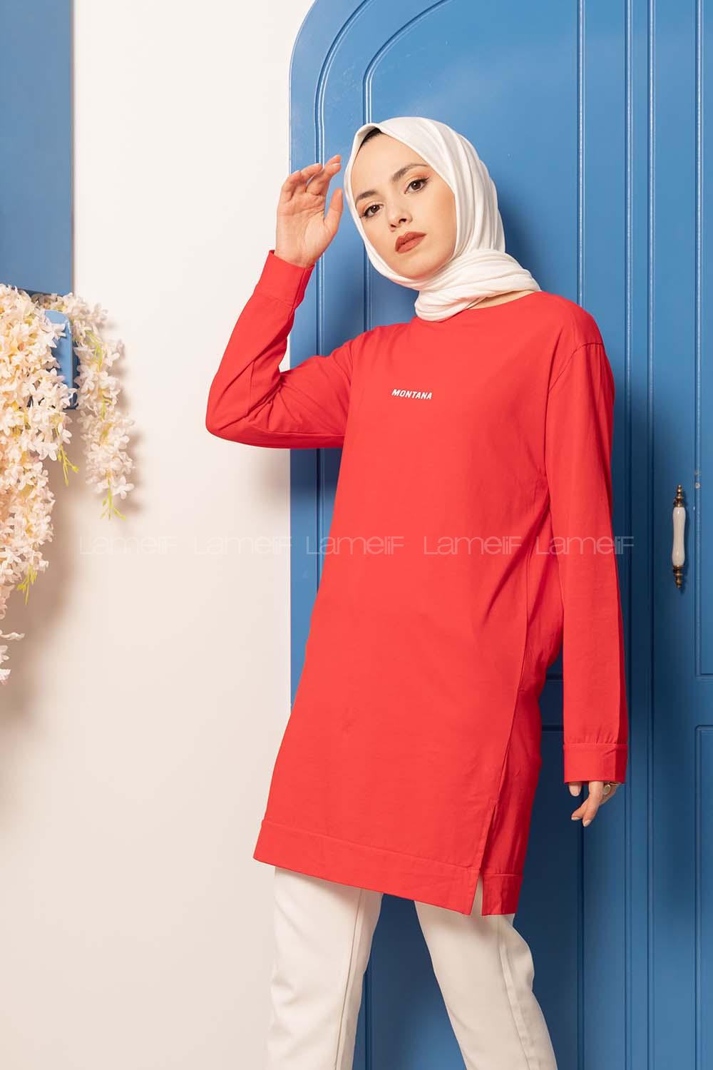 Modalamelif Montana Baskılı Tunik Kırmızı