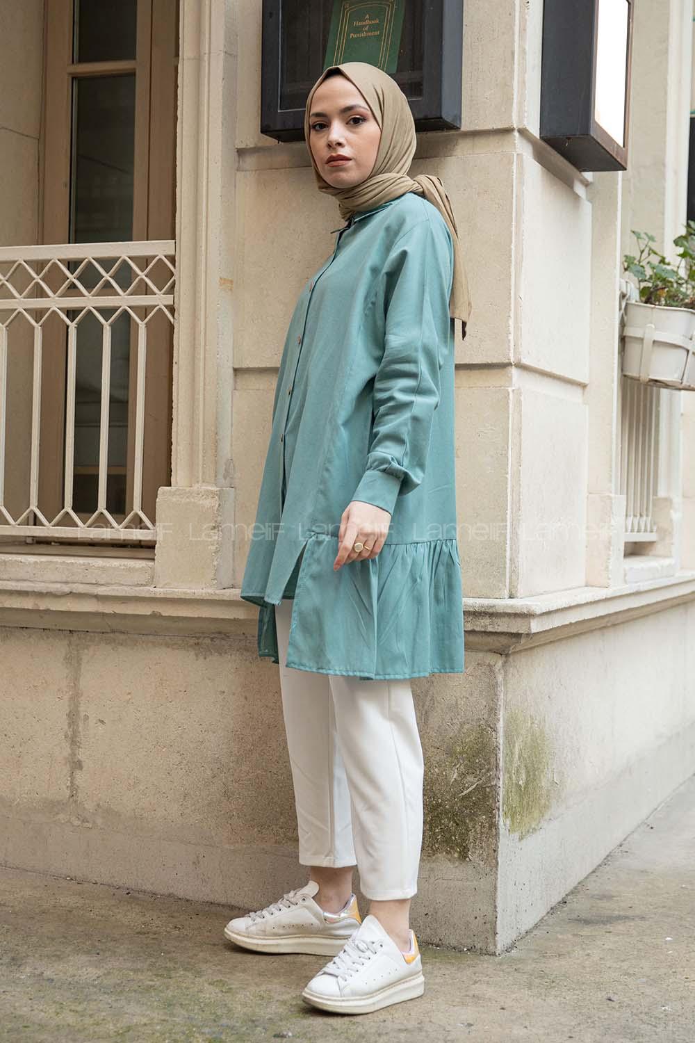 Modalamelif  Önü Düğmeli Oxford Gömlek Mint