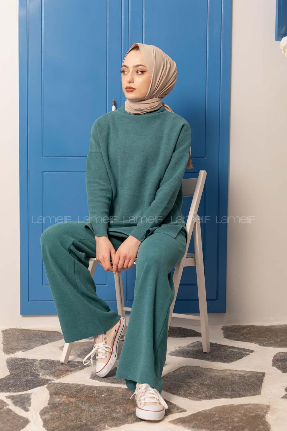 Modalamelif Yarım Balıkçı Yumoş İkili Takım Petrol Yeşil