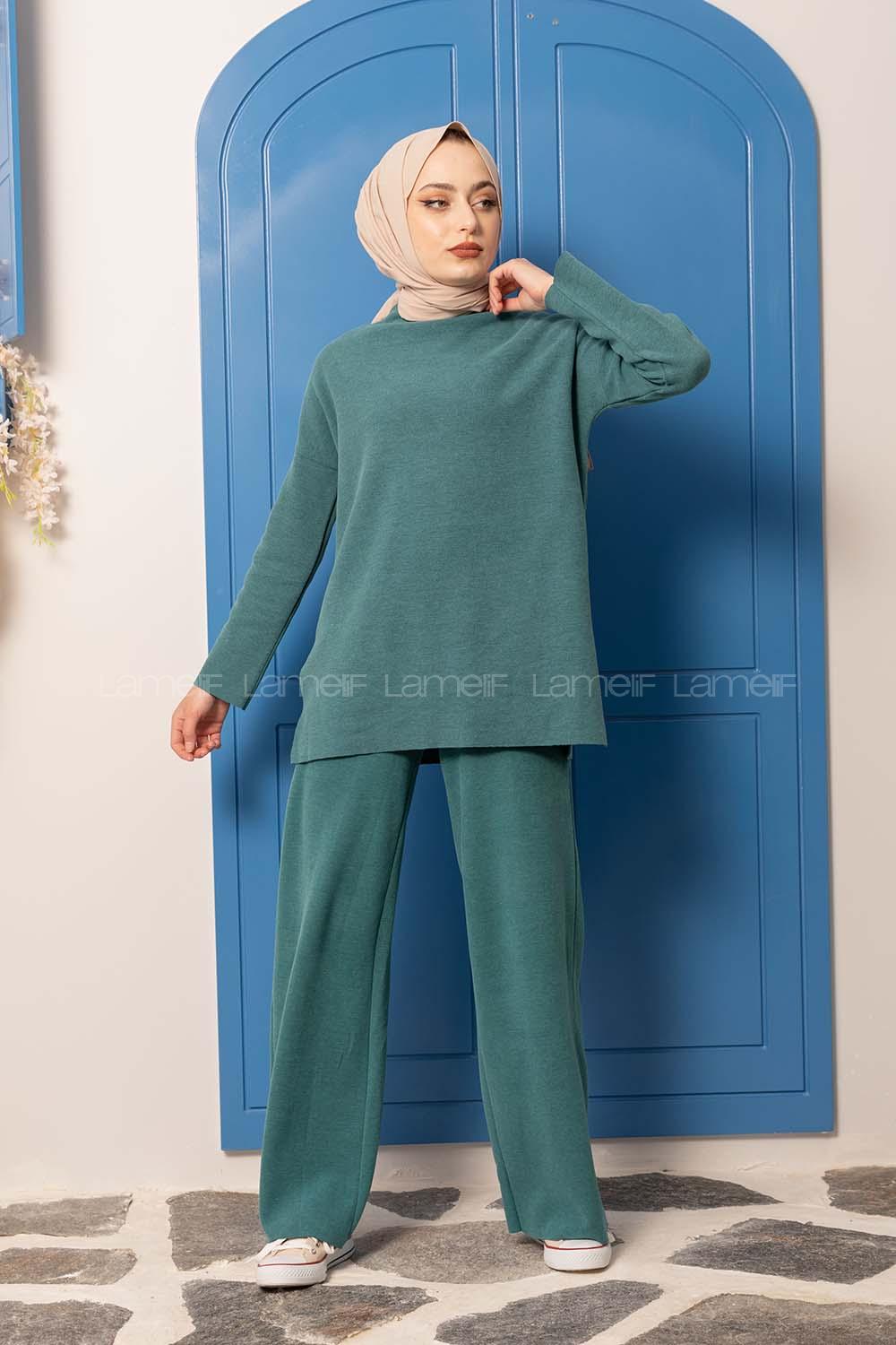 Modalamelif Yarım Balıkçı Yumoş İkili Takım Petrol Yeşil