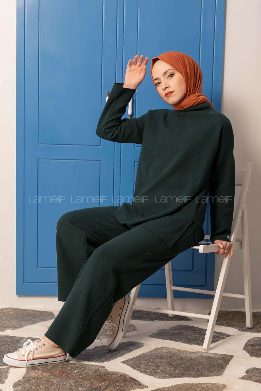 Modalamelif Yarım Balıkçı Yumoş İkili Takım Zümrüt Yeşil