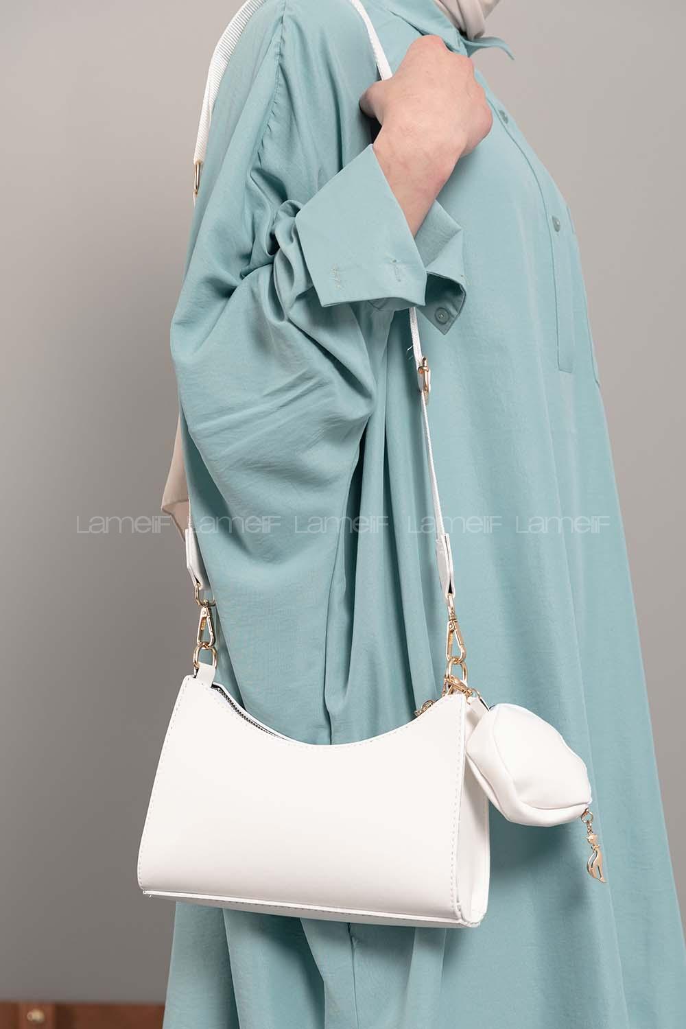 Modalamelif Baget Cüzdan Aksesuarlı  Çanta Beyaz