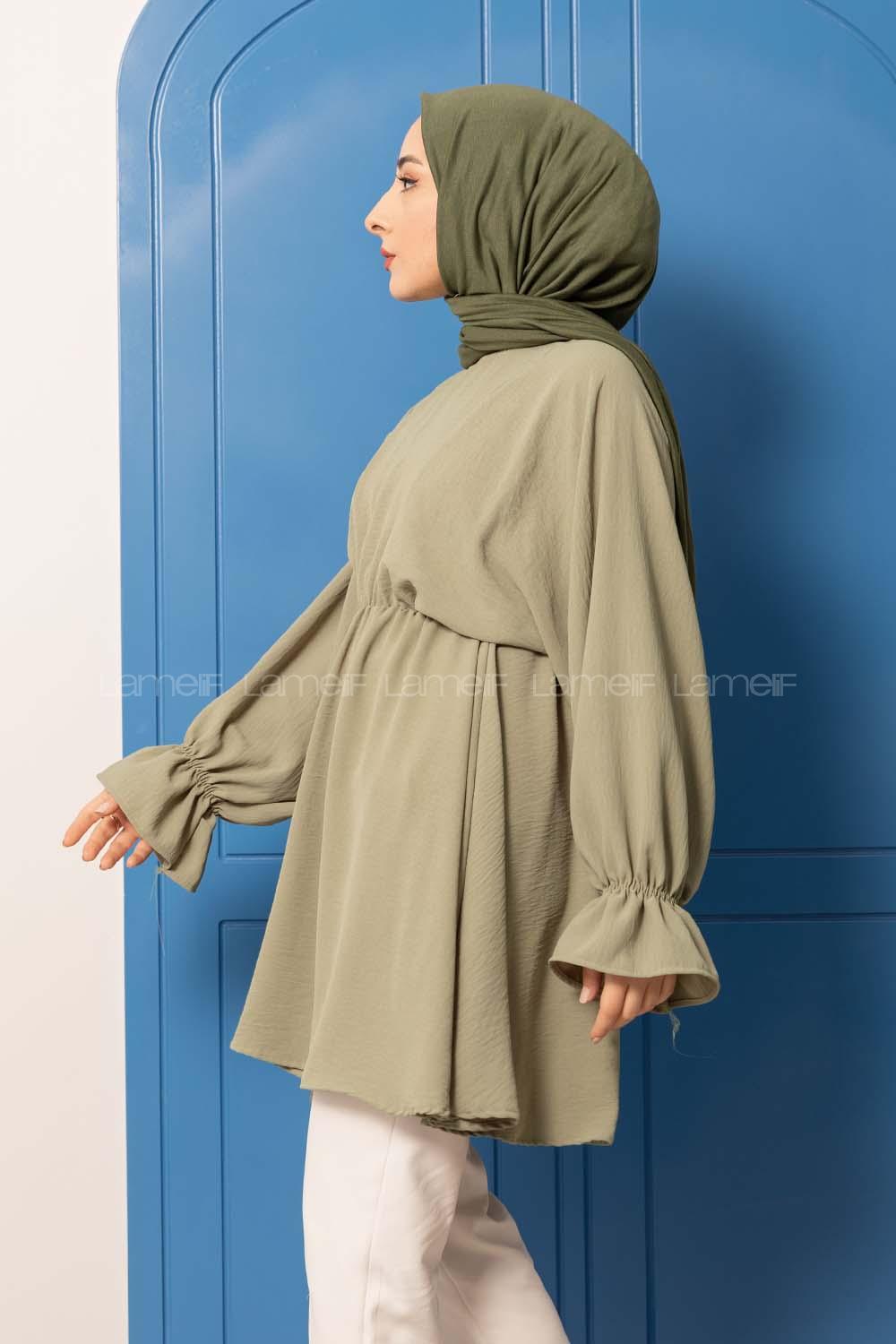 Modalamelif Balon Kol Ayrobin Tunik  Çağla Yeşili