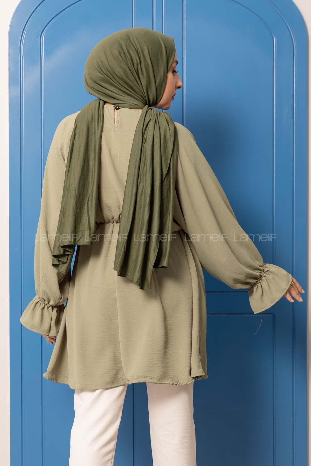 Modalamelif Balon Kol Ayrobin Tunik  Çağla Yeşili