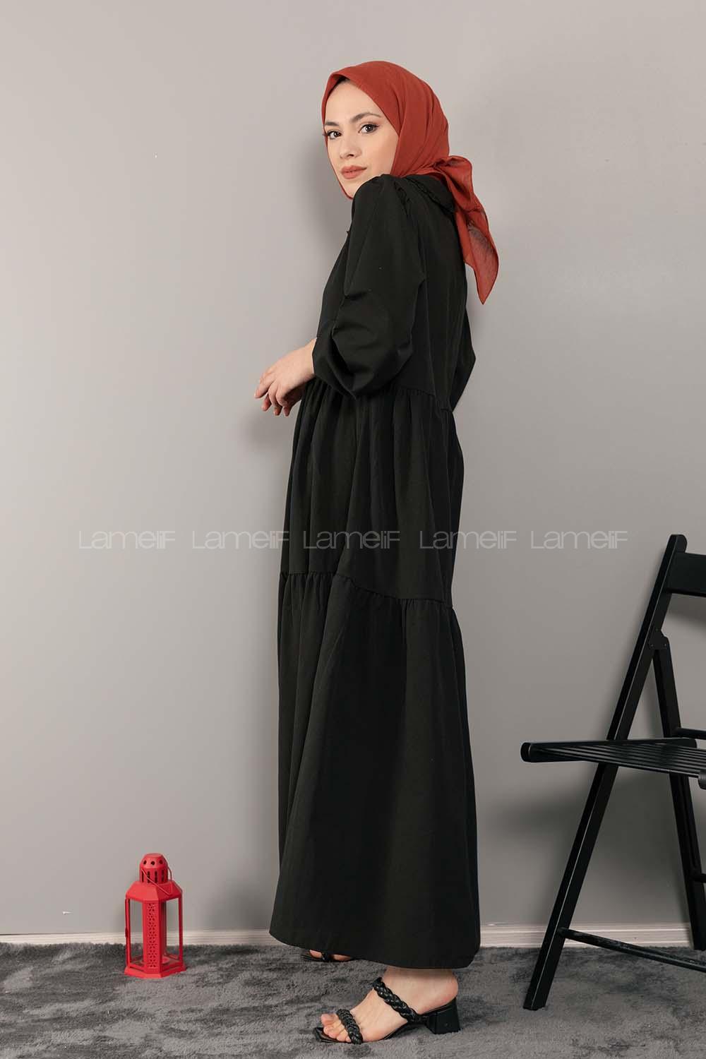 Modalamelif Bebe Yaka Kol Lastikli Elbise Siyah