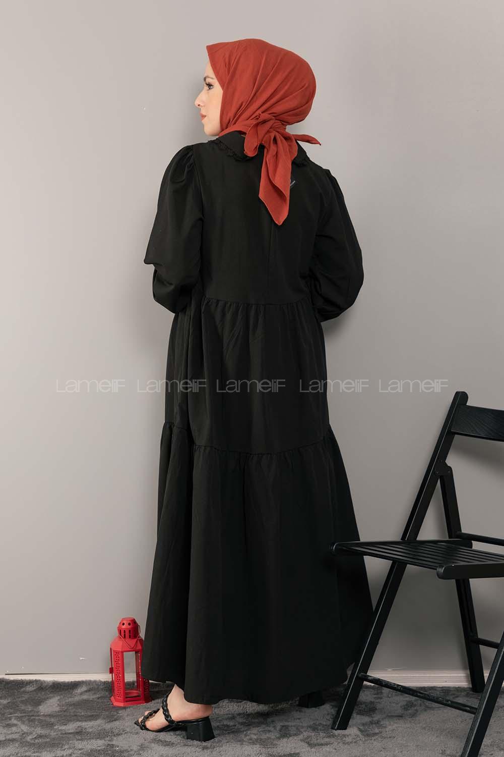 Modalamelif Bebe Yaka Kol Lastikli Elbise Siyah