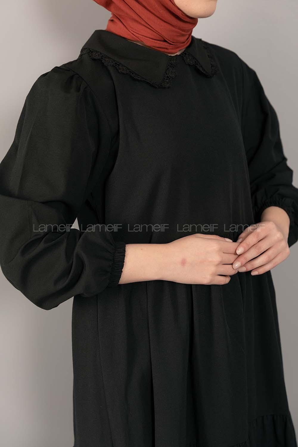 Modalamelif Bebe Yaka Kol Lastikli Elbise Siyah