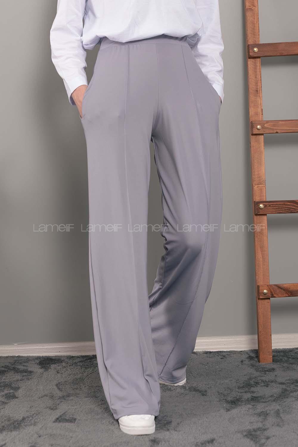 Modalamelif Bol Paça Çımalı Pantolon Gri