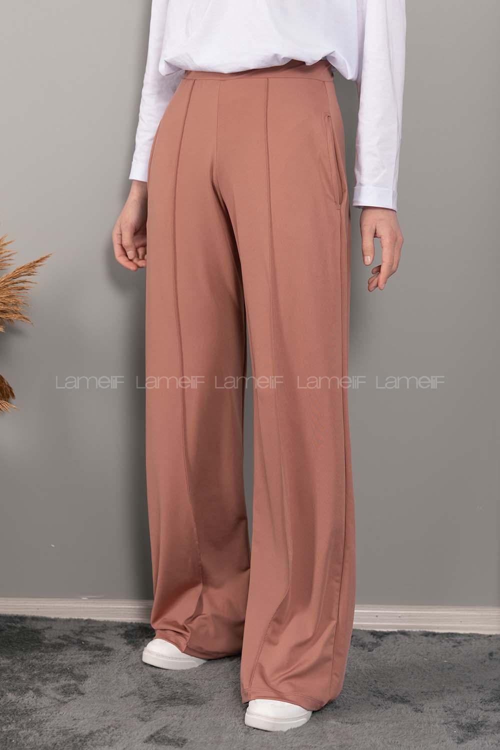 Modalamelif Bol Paça Çımalı Pantolon Gül