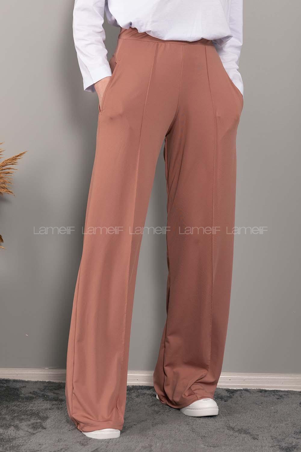 Modalamelif Bol Paça Çımalı Pantolon Gül