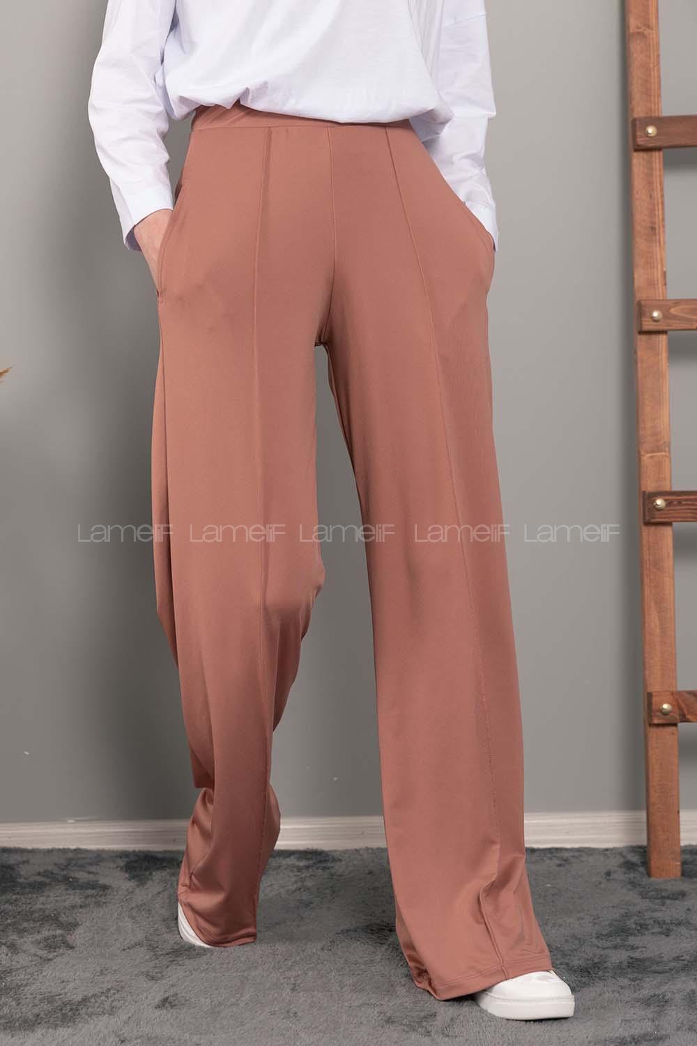 Modalamelif Bol Paça Çımalı Pantolon Gül