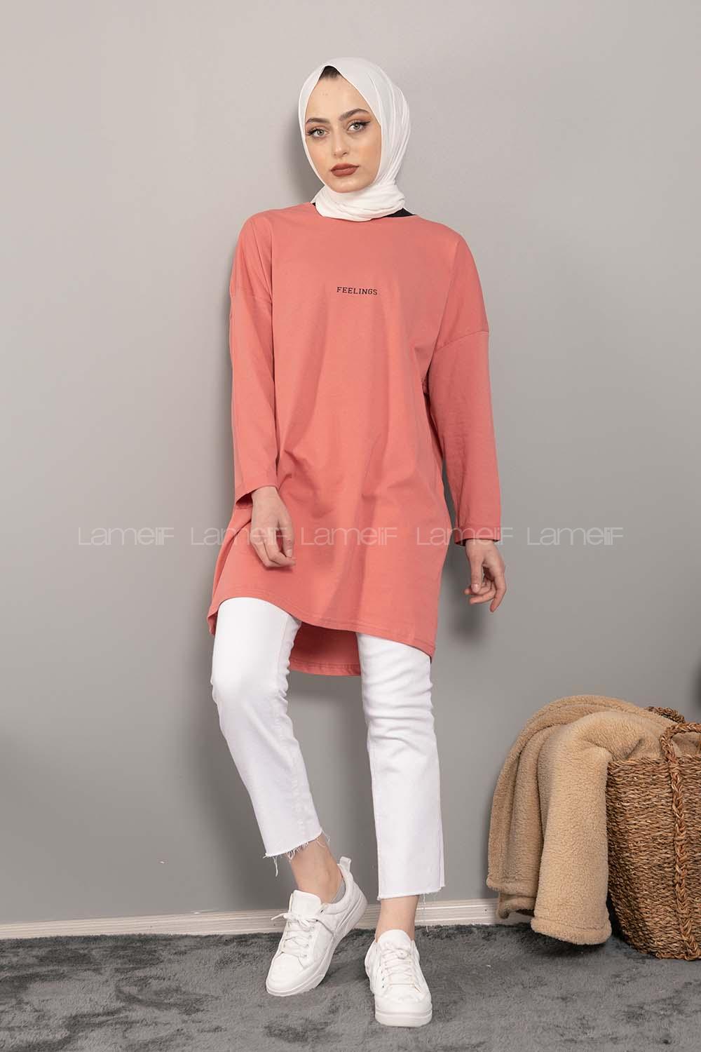 Modalamelif Feelings Yazı Baskılı Tunik Gül