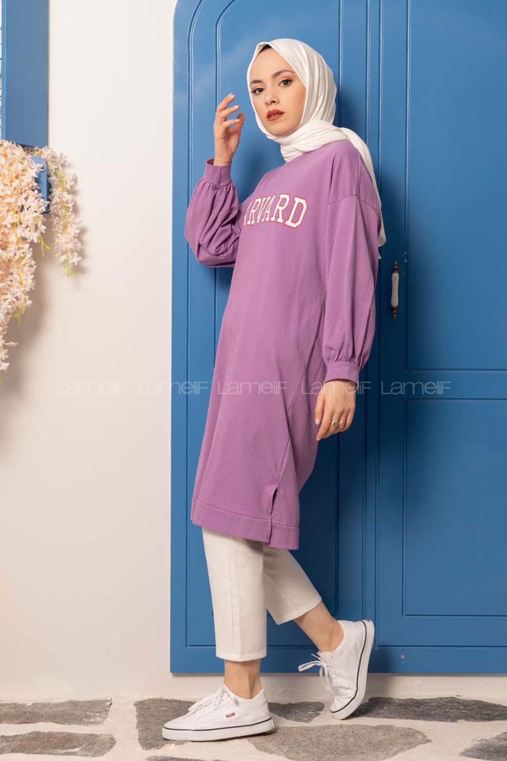 Modalamelif Harvard Baskılı Sweat Tunik Mor