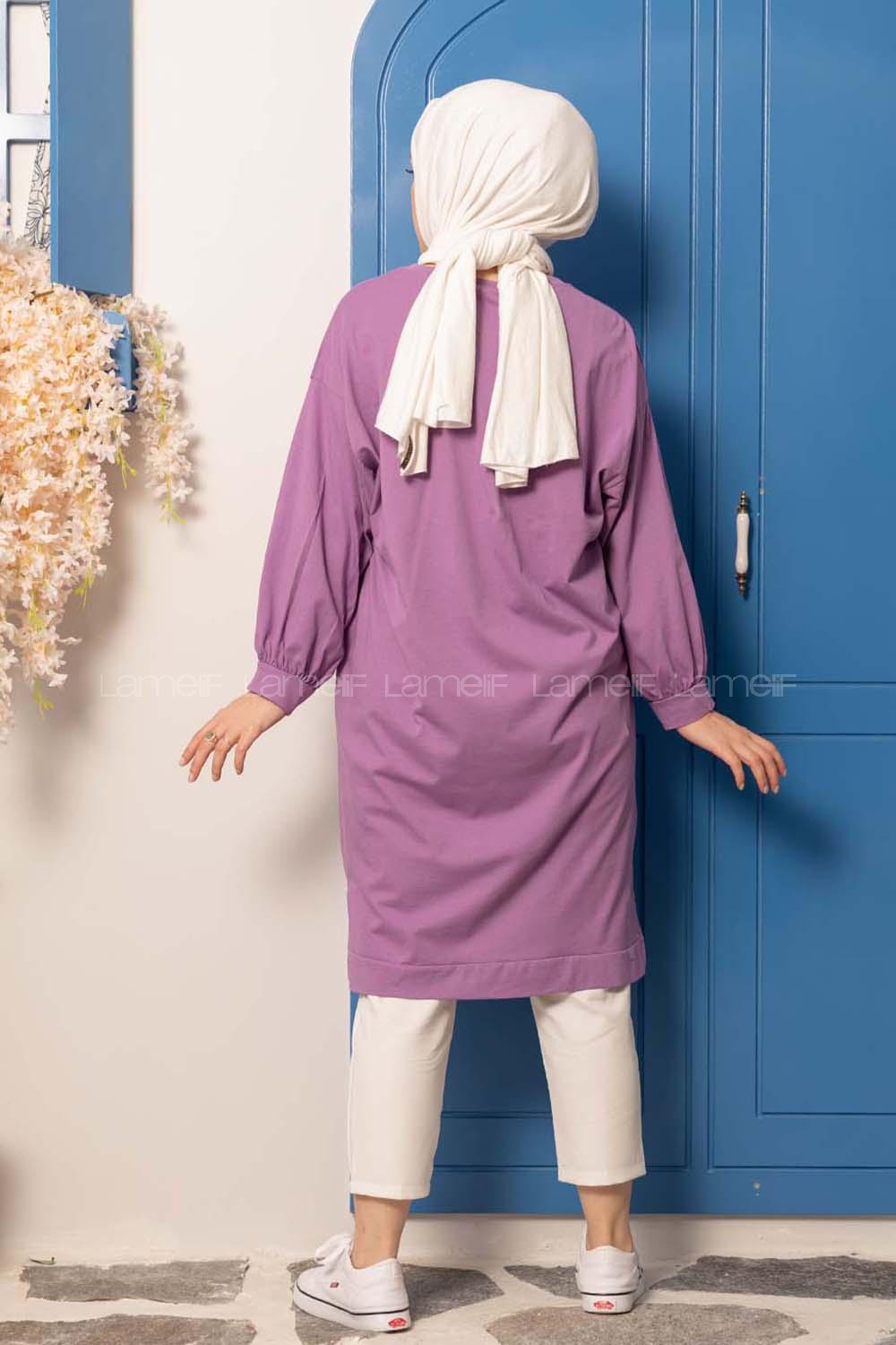 Modalamelif Harvard Baskılı Sweat Tunik Mor