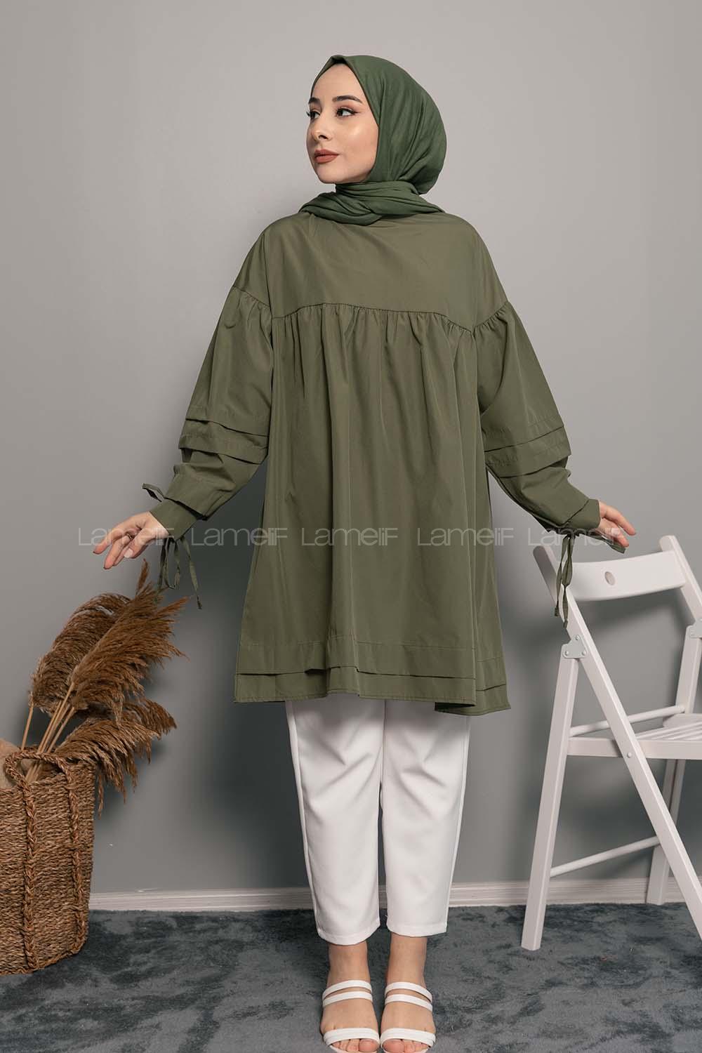 Modalamelif Kol Bağlamalı Tunik Haki