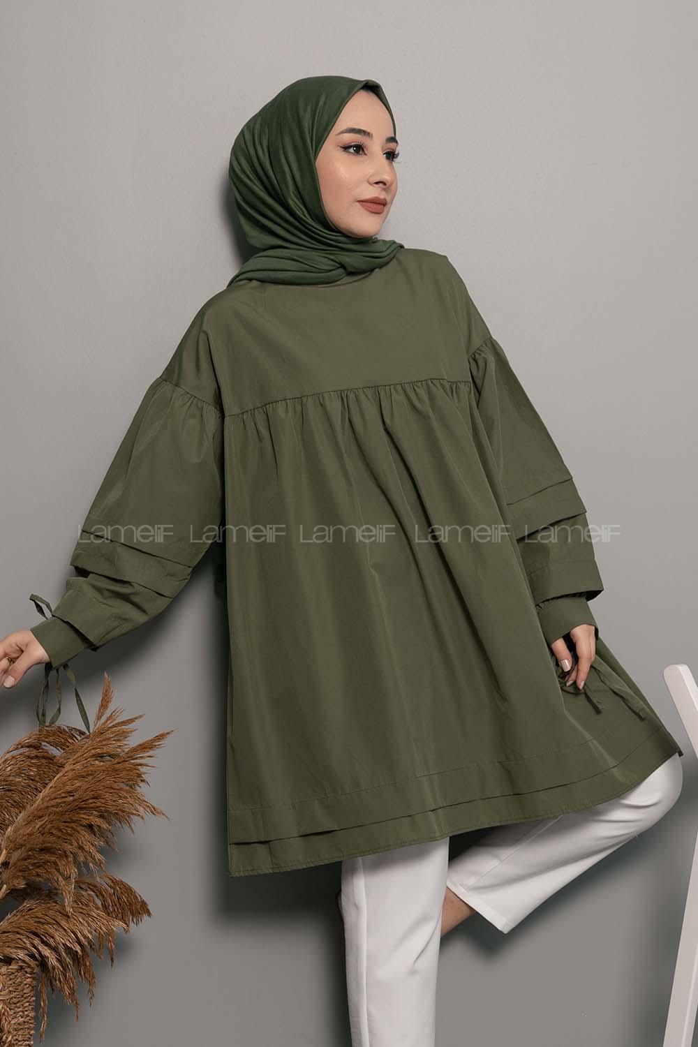 Modalamelif Kol Bağlamalı Tunik Haki