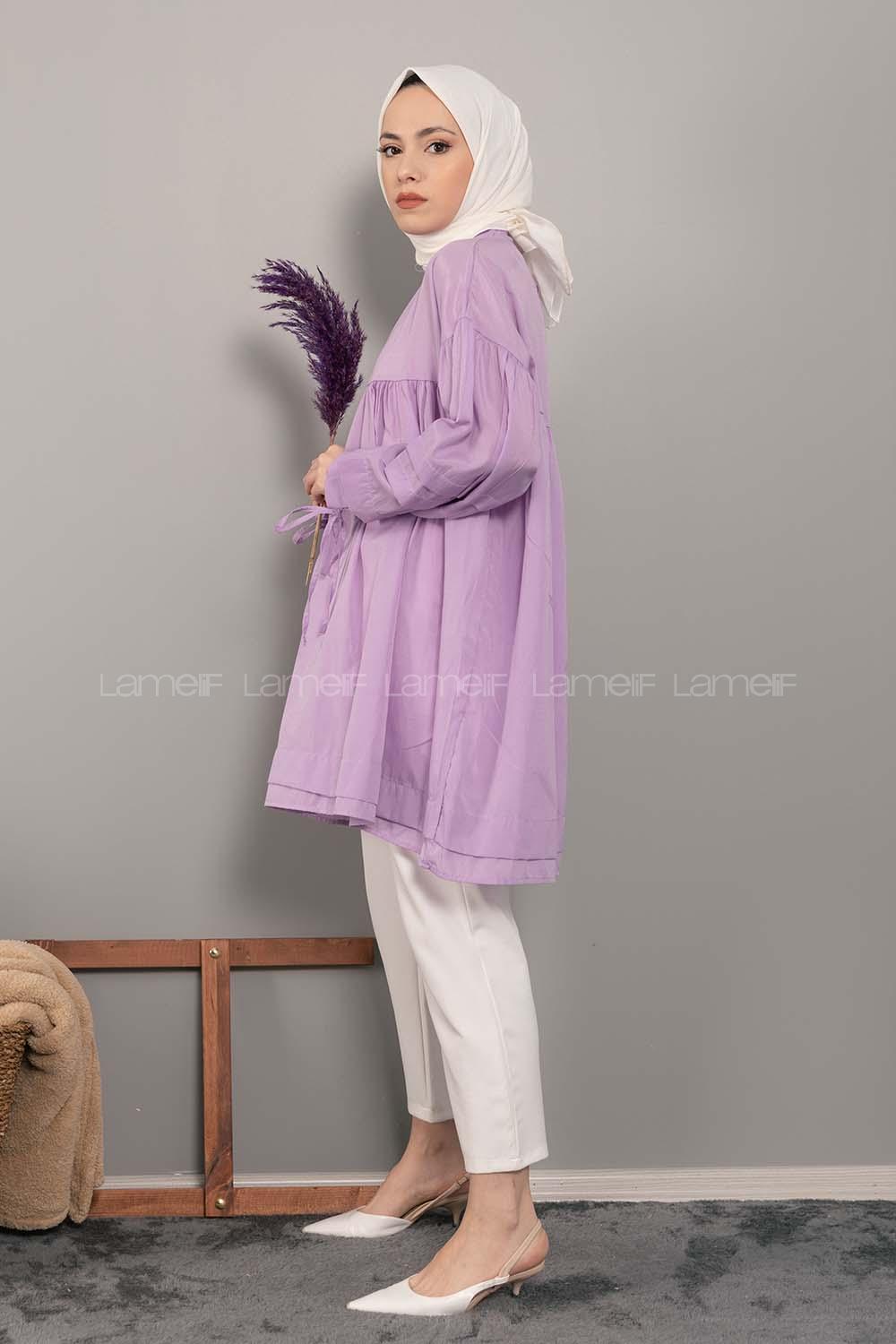 Modalamelif Kol Bağlamalı Tunik Lila