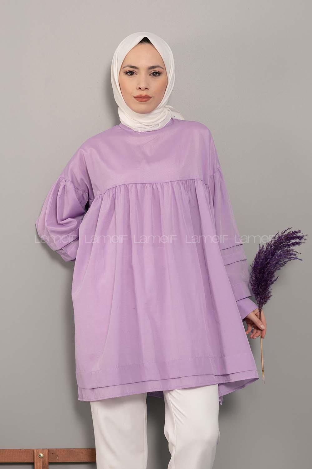 Modalamelif Kol Bağlamalı Tunik Lila