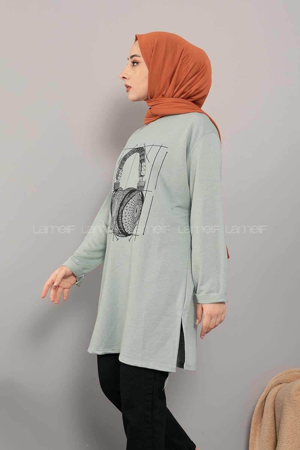 Modalamelif Müzikal Baskı Sweatshirt Çağla