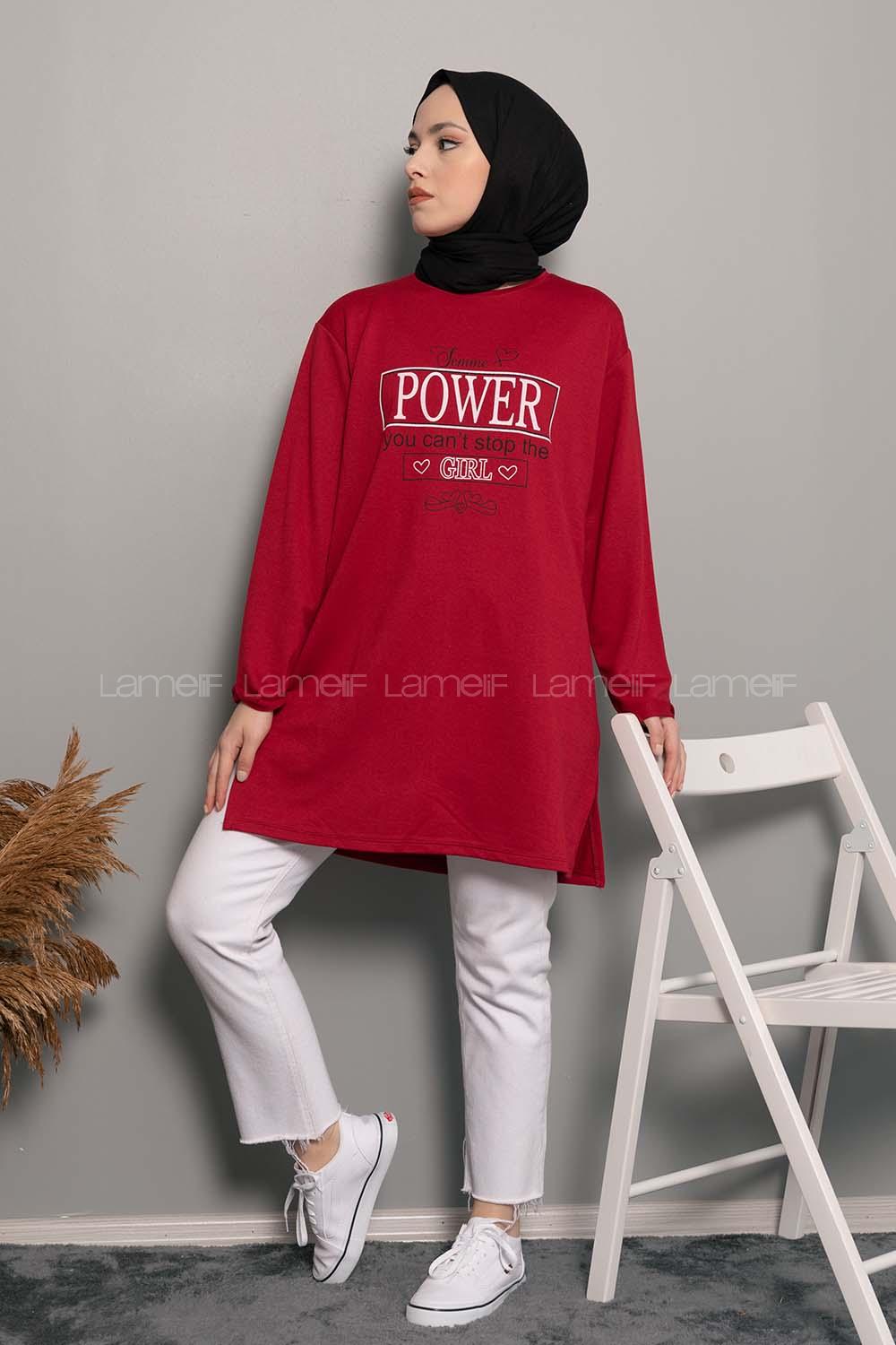 Modalamelif Power Baskı Sweatshirt Bordo