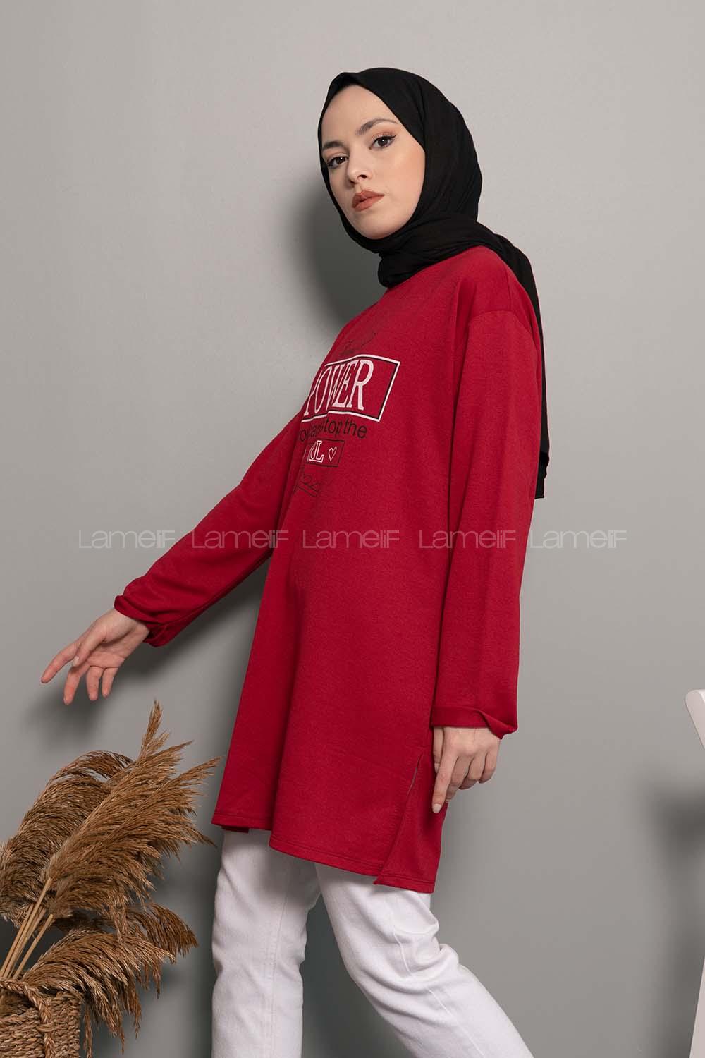 Modalamelif Power Baskı Sweatshirt Bordo