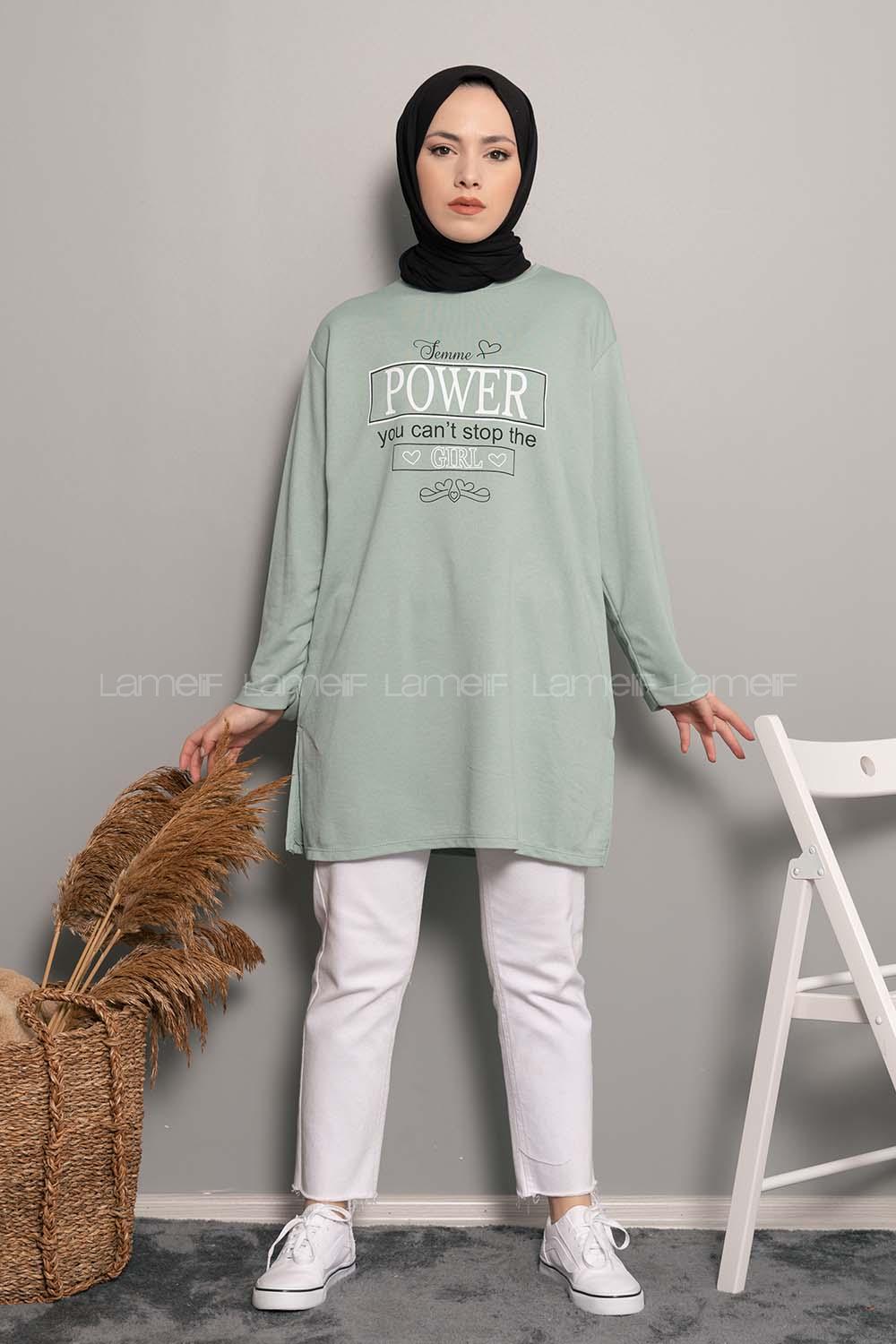 Modalamelif Power Baskı Sweatshirt Çağla Yeşili