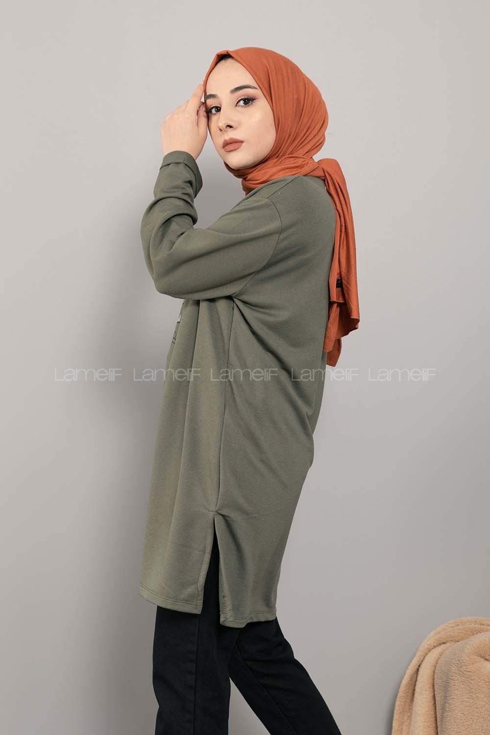 Modalamelif Power Baskı Sweatshirt Haki