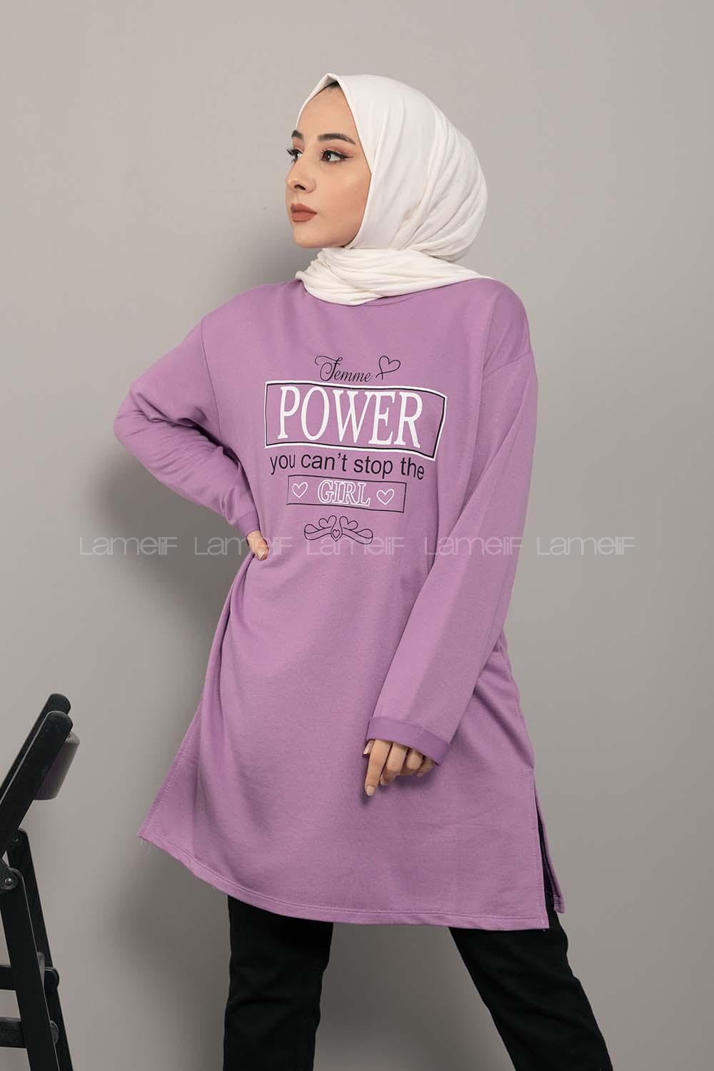 Modalamelif Power Baskı Sweatshirt Lila