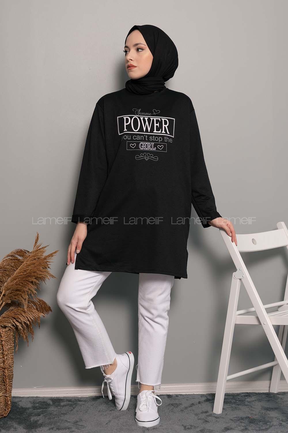 Modalamelif Power Baskı Sweatshirt Siyah