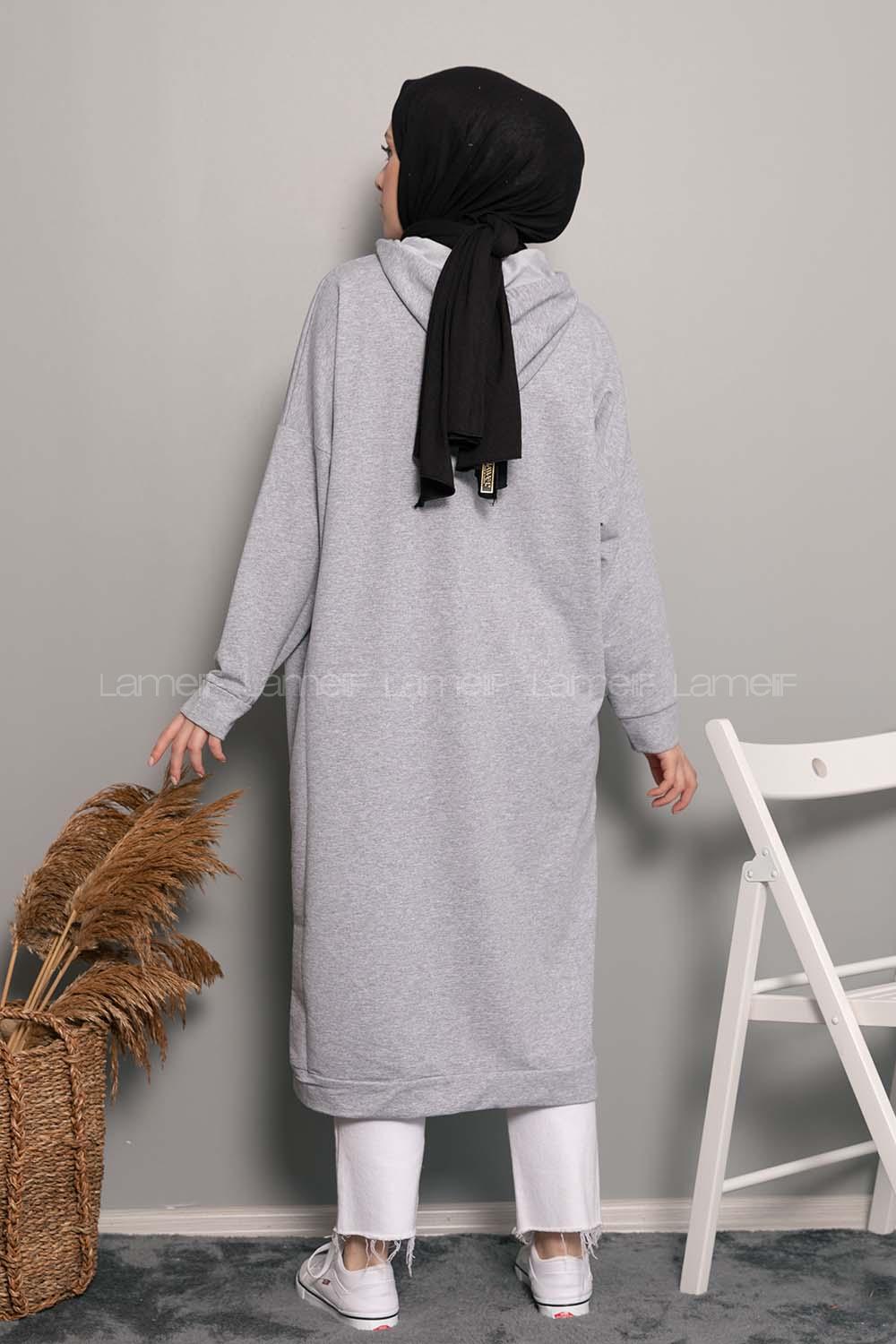 Modalamelif  Thank U Next Yazı Baskılı Tunik Gri