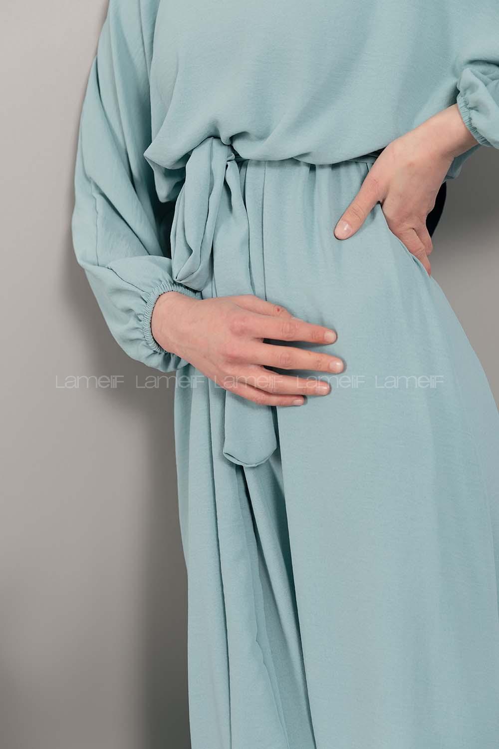 Modalamelif Yarasa Kol Prenses Elbise Mint Yeşili