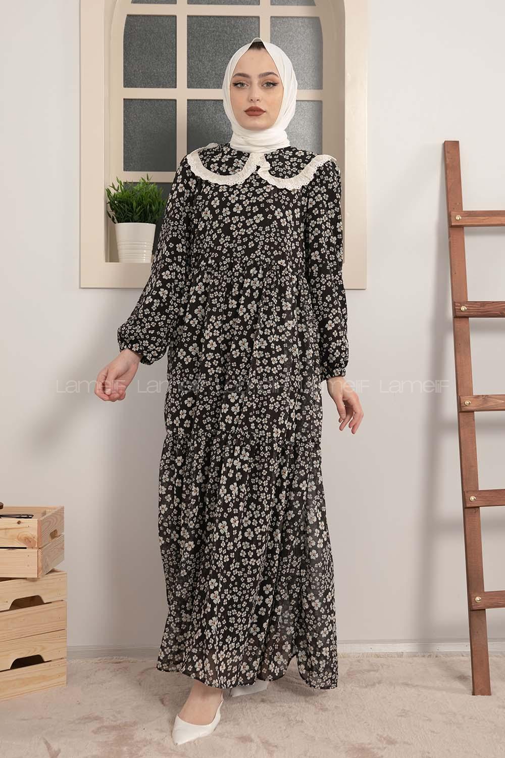 Modalamelif Bebe Yaka Fırfırlı Elbise Siyah